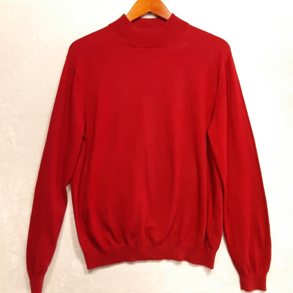 Paul Frederick Mens Pullover Sweater Sz.L/Red/Silk-Cashmere Blend/Mock Neck